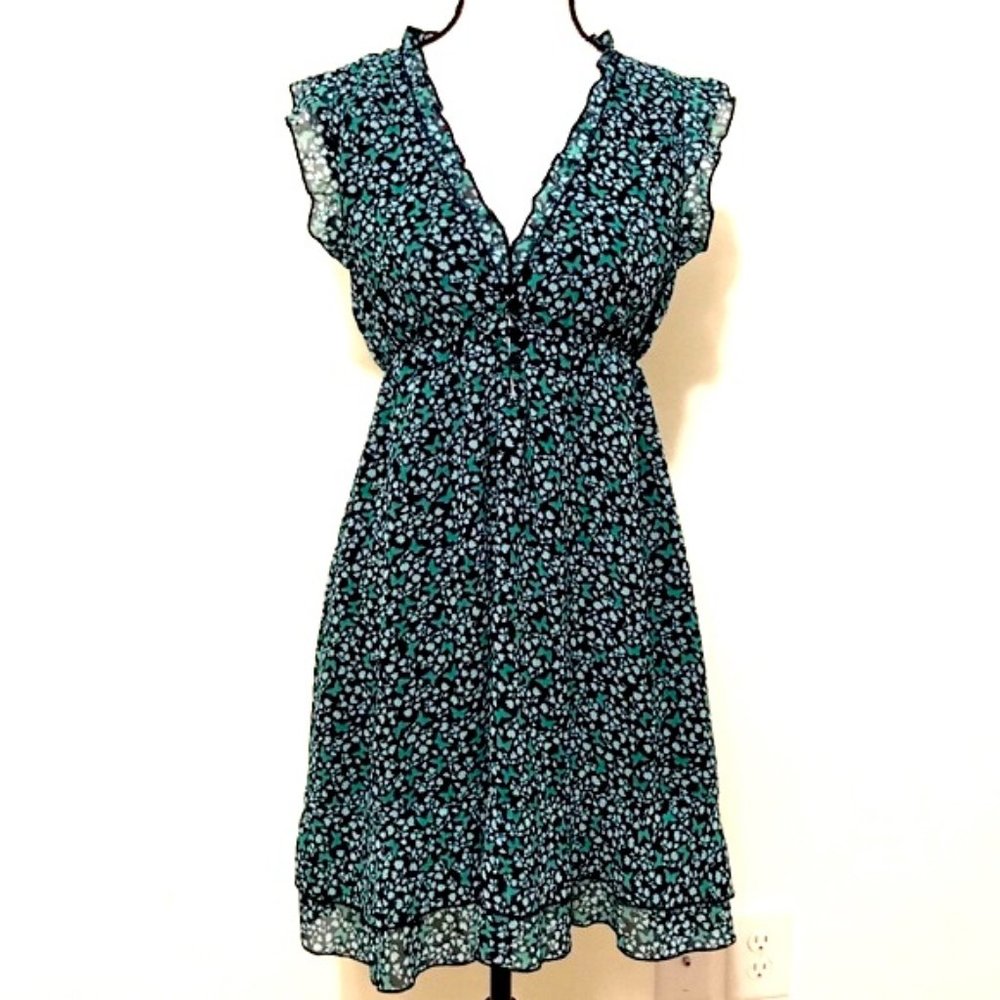 🌺Butterfly Patterned Ruffled Dress